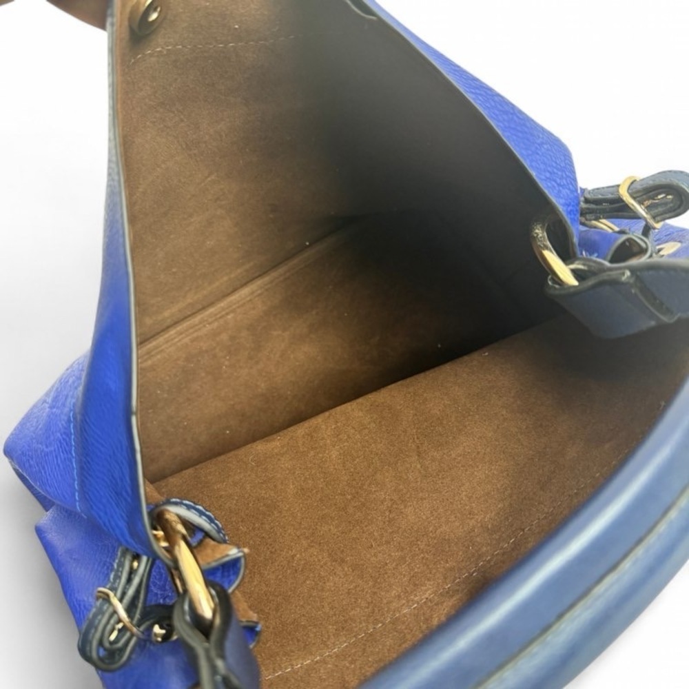 BLUE FAUX LEATHER HOBO SHOULDER BAG - Picture 8 of 10